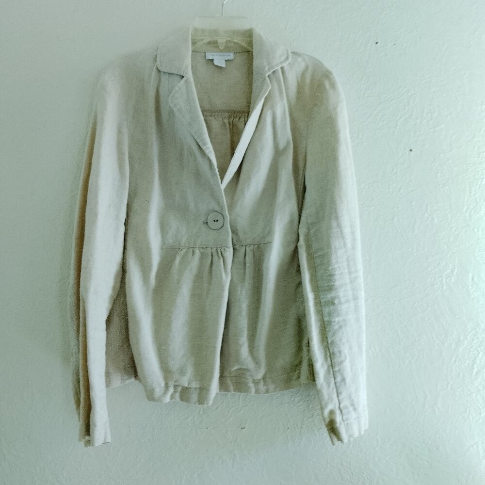 100% Linen Jacket Y2K Cottagecore Natural Fabric Capsule Academia - Picture 10 of 11